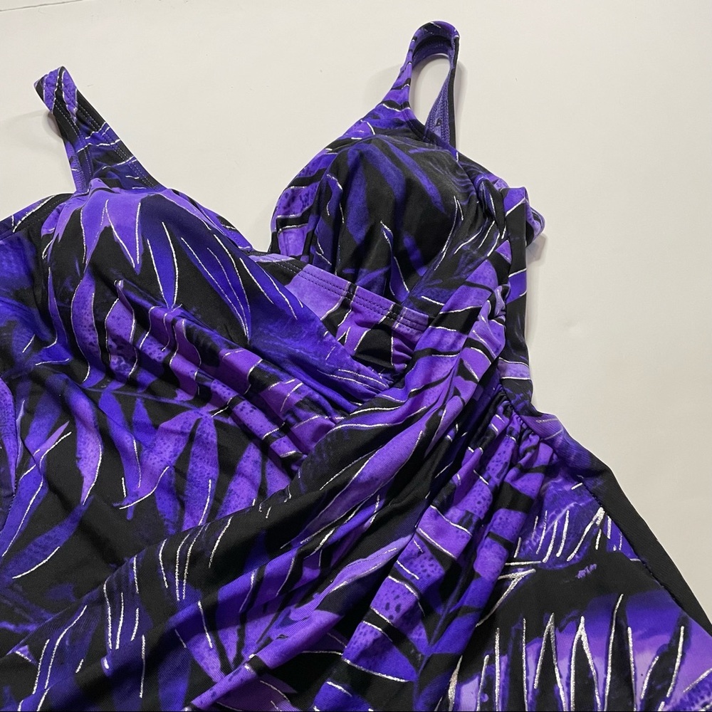 Miraclesuit Rouched One Piece Swimsuit Faux Wrap Style Spaghetti Strap Summer - Picture 4 of 9